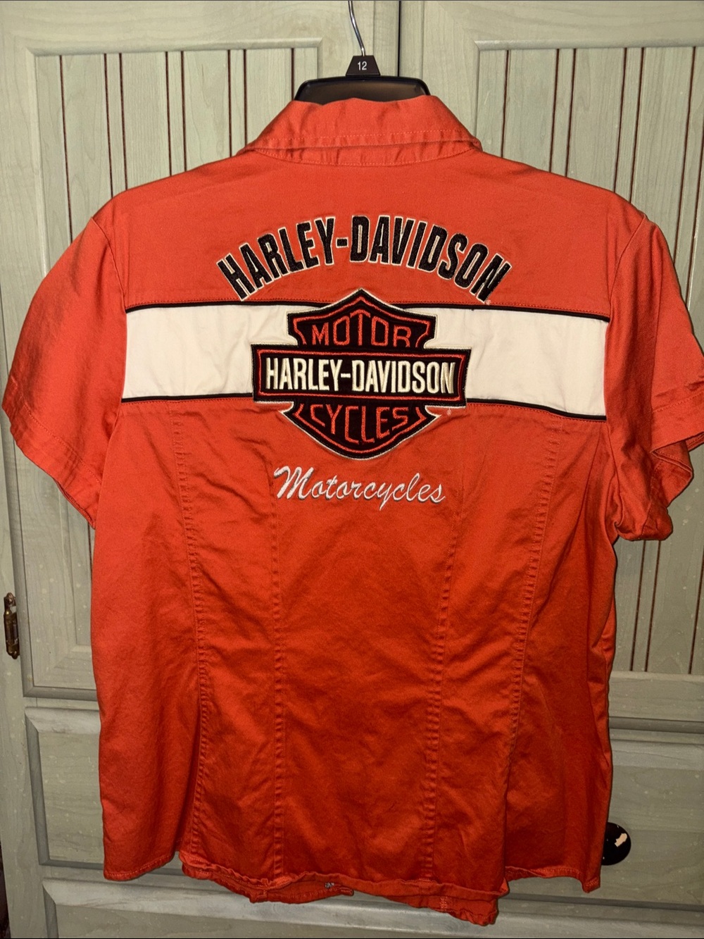 Harley-Davidson Bright Orange Short-Sleeve Zip Shirt - Picture 2 of 2